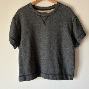 Vince Charcoal Heather Short Sleeve Sweatshirt Top